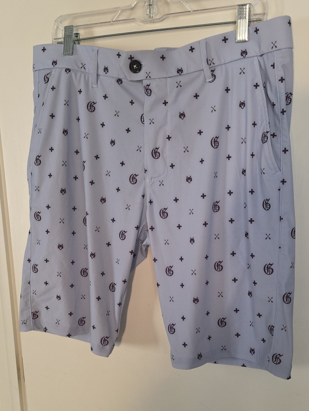 Grayson 34W Light Gray Patterned Golf Shorts Like New Condition